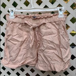 blush pink tie shorts